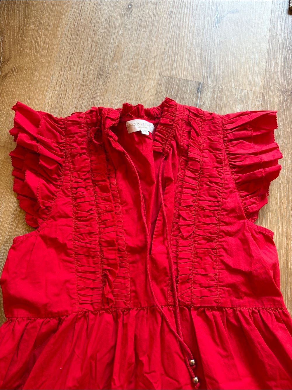 Caroline Constas Red Ruffle mini Sundress - - Picture 2 of 6